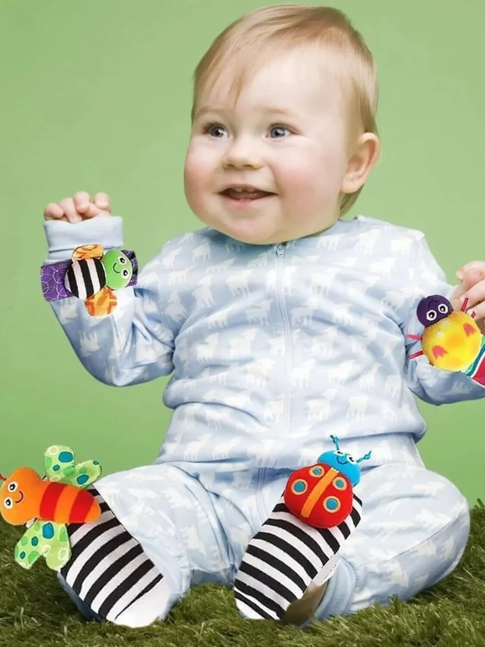 NEW Rattle Socks Wrist Hand Foot Finder Insects Sensory Toy Set Learning Baby